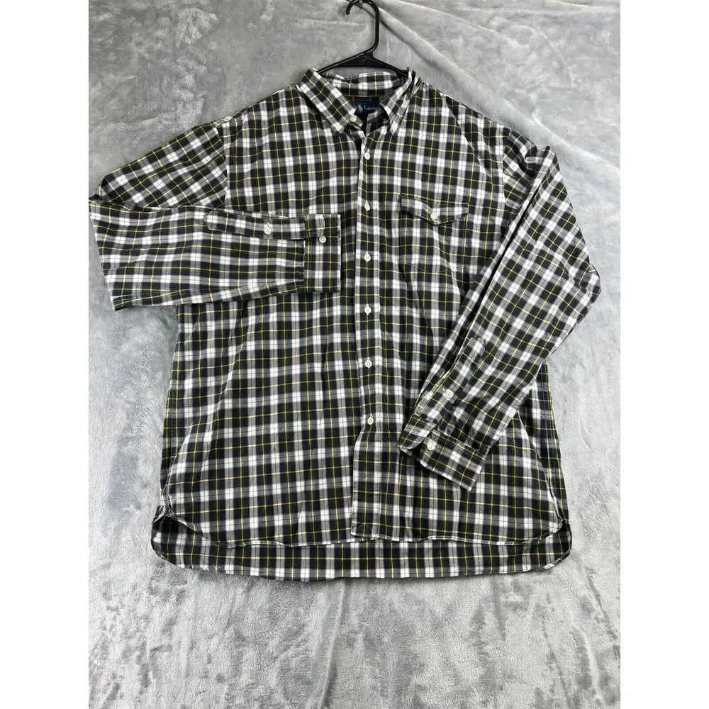 Ralph Lauren Polo Men's XL Green/yellow Plaid Button-Down  Shirt‎